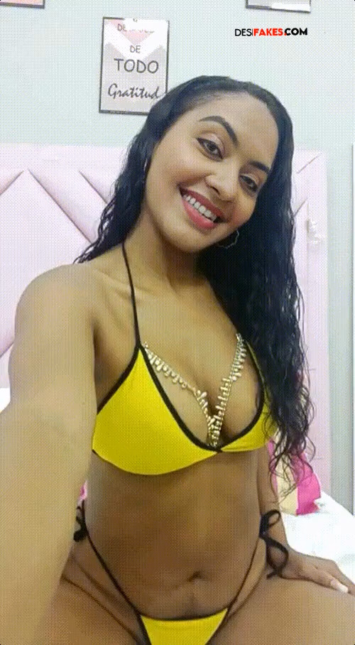 Rachitha Mahalakshmi Yellow Bikini Hot Navel Selfie Video