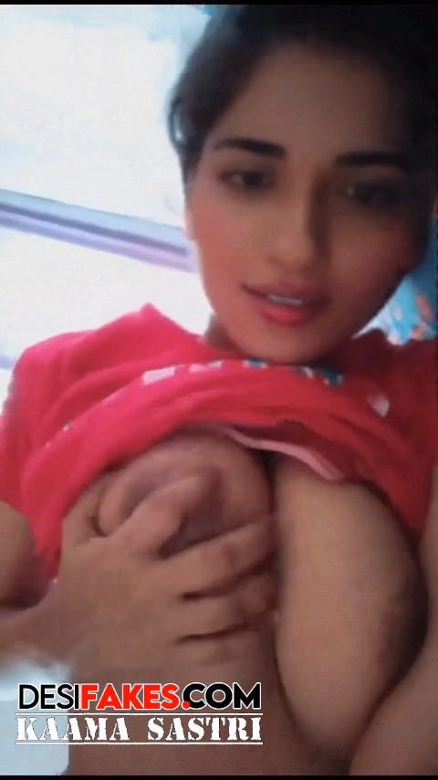 Ruhani Sharma Opening Her Pink Top Nude Boobs Massage Selfie Video